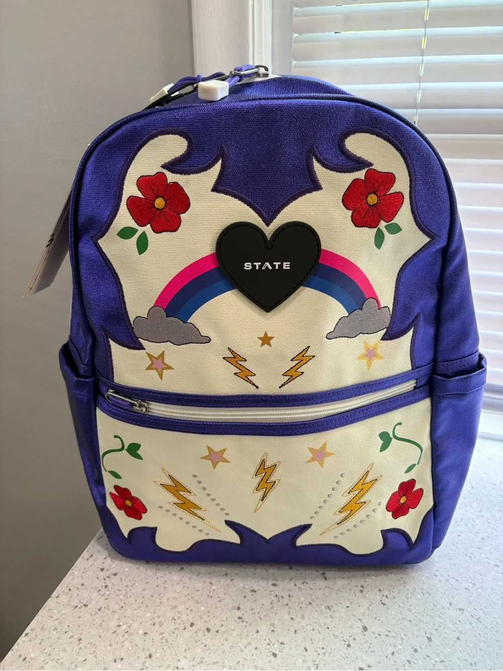 NWT STATE Purple Metallic Kane Kids Travel Cowgirl